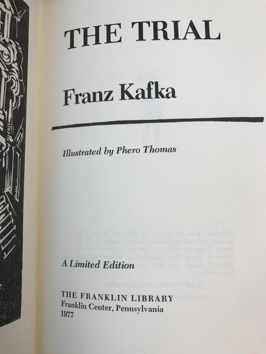 限量版！含藏书票 弗兰茨・卡夫卡《审判》配插图 富兰克林图书馆豪华皮装本 商品图3