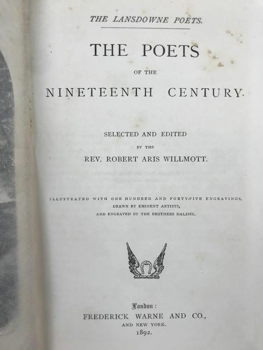 1892年 十九世纪诗人作品集 145幅版画插图 漆布精装32开 商品图4
