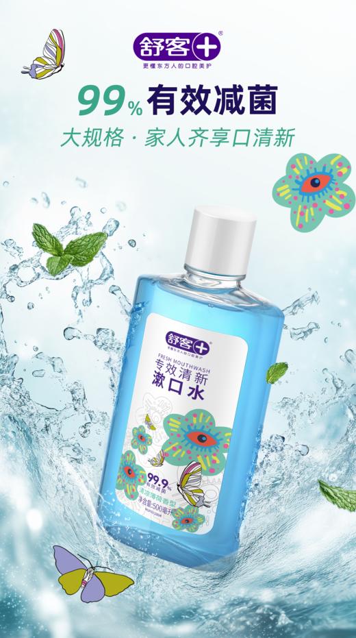 【限时折扣】舒客专效清新漱口水500ml  竹炭薄荷 清新去口气口臭 深洁口腔  清凉薄荷香型包装随机发 商品图9