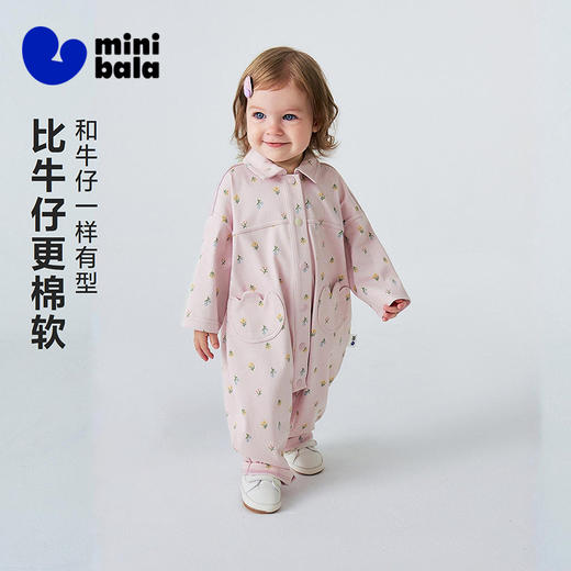 迷你巴拉巴拉婴儿衣服男女宝宝仿牛仔复古连体衣柔软外出春季新款 商品图1