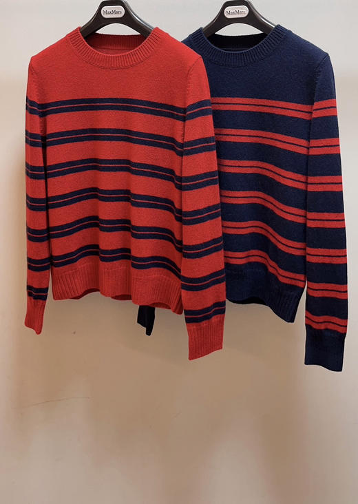 1229-1跨年极限特惠 渠道货 小禾女士新年系列 红色条纹 针织毛衣 商品图7