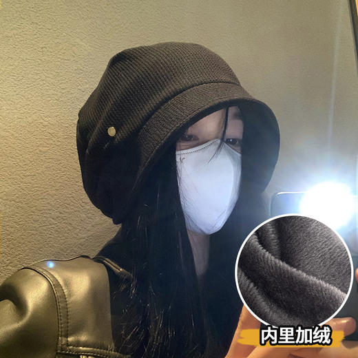 【修饰脸型更显脸小❗️可随意调节头围】黑色韩系冷帽女款秋冬大头围2025新款堆堆帽宽松显脸小百搭堆堆帽。jb 商品图3