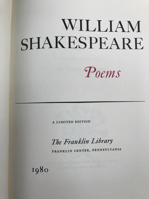 限量版！含藏书票 威廉・莎士比亚《威廉・莎士比亚诗集》  配插图 富兰克林图书馆豪华皮装本 商品图3