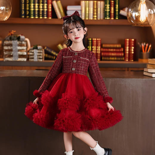 女童公主裙加绒旗袍裙拜年服中国风礼服XWN2897 商品图3