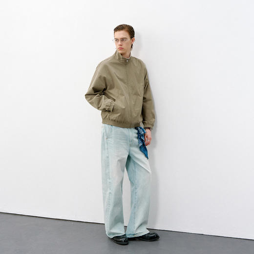 714street复古亚麻混纺立领夹克2026春季潮牌宽松两面穿外套男款 商品图3