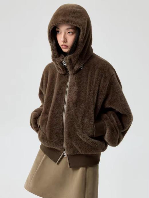 Simple Project/Y25161/可拆卸帽立领环保皮草外套 商品图0
