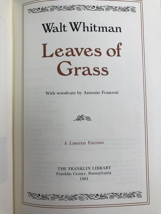 限量版！沃尔特・惠特曼《草叶集》 配插图 富兰克林图书馆豪华皮装本 商品图2