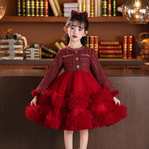 女童公主裙加绒旗袍裙拜年服中国风礼服XWN2897 商品图1