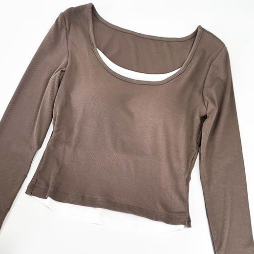 壁虎瑜伽【2512SY469】带胸垫螺纹假两件长袖 （5天发货） 商品图5