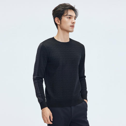 【门店同款】圣得西2025年冬季男士长袖T恤含绵羊毛休闲风针织衫 商品图1