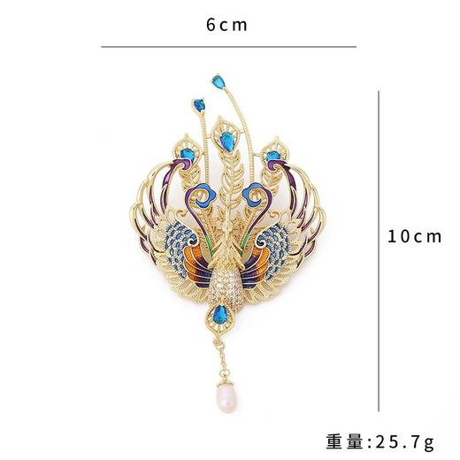 雀说 中国风百鸟朝凤奢华珐琅凤凰胸针T4651 商品图3