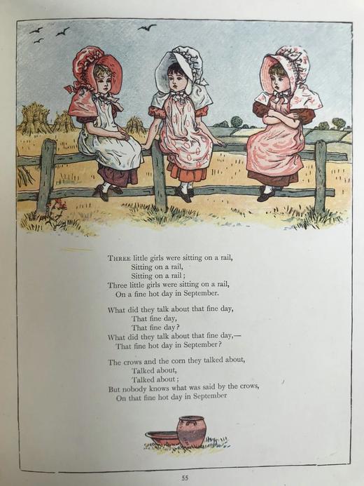 约20世纪早期 凯特·格林纳威《窗下：童画与童谣集》 数十幅精美彩色插图 精装16开 商品图7