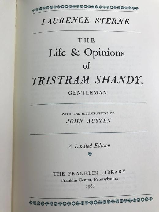 限量版！含藏书票 劳伦斯・斯特恩《项狄传》 配插图 富兰克林图书馆豪华皮装本 商品图3