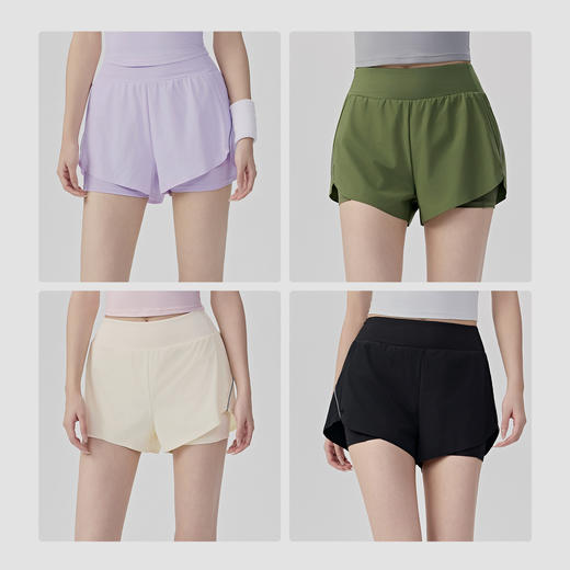 【限时秒】YOGACODE【火树银花系列】春夏运动短裤女防走光假两件轻薄透气热裤短款DWK116042 商品图3