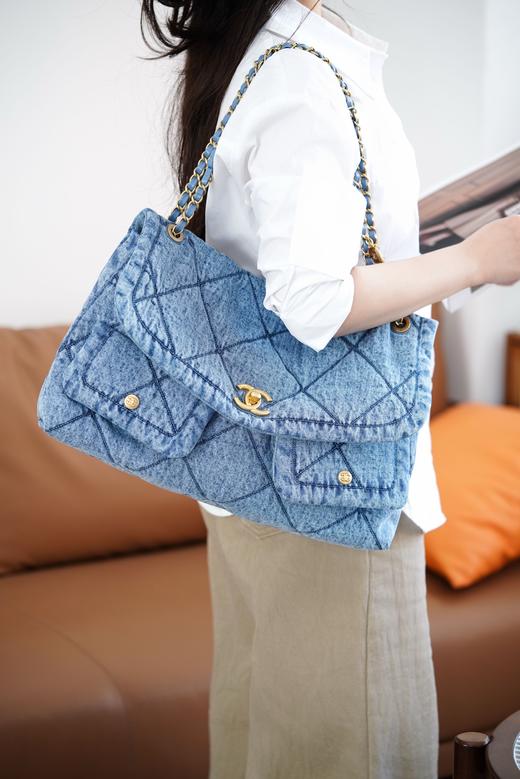 香奈儿 25K 双口袋牛仔hobo 浅蓝 大号 （LZ） 商品图7