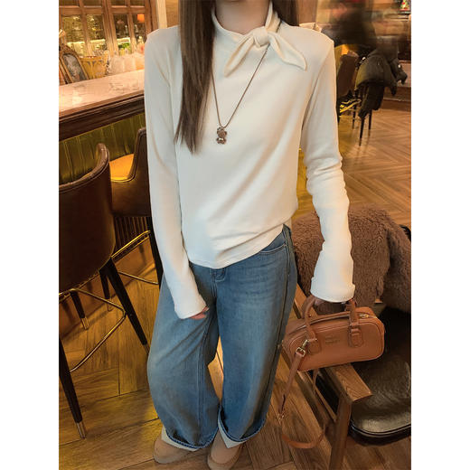 <曾小咸推荐>现货秒杀 ！微信超特价！蝴蝶结绑带加绒打底衫 日常129.99 立减60 秒杀69.99 毛毛外套  秒杀199.99！！ 商品图4