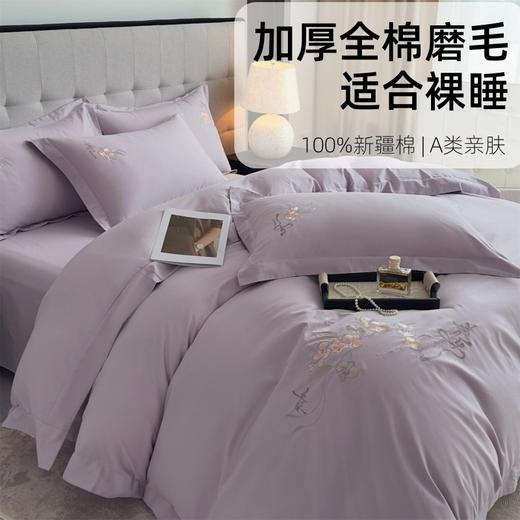 三泰龙 秋冬新品加厚保暖100全棉磨毛床上四件套纯棉长绒棉绣花被套678457Q 商品图0