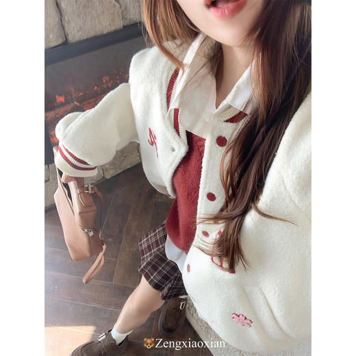 <曾小咸推荐>现货秒杀 ！微信超特价！韩系条纹棒球服夹棉外套 日常299.99 立减140 秒杀159.99！！ 商品图4