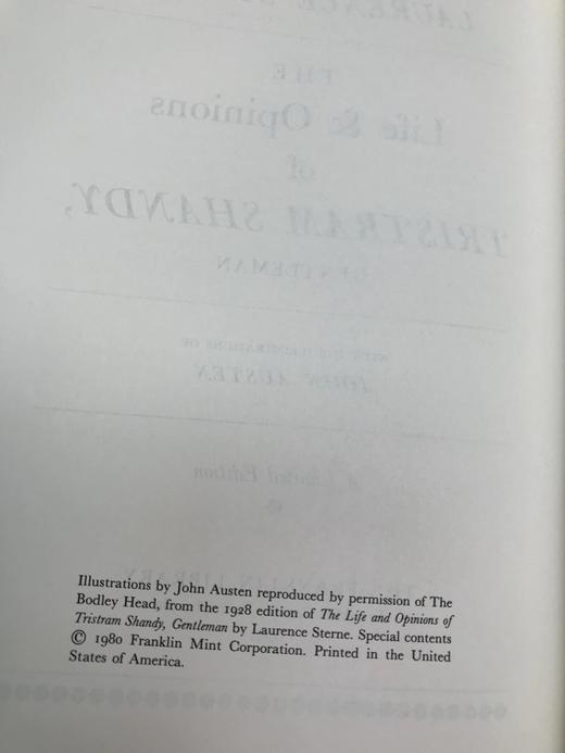 限量版！含藏书票 劳伦斯・斯特恩《项狄传》 配插图 富兰克林图书馆豪华皮装本 商品图4