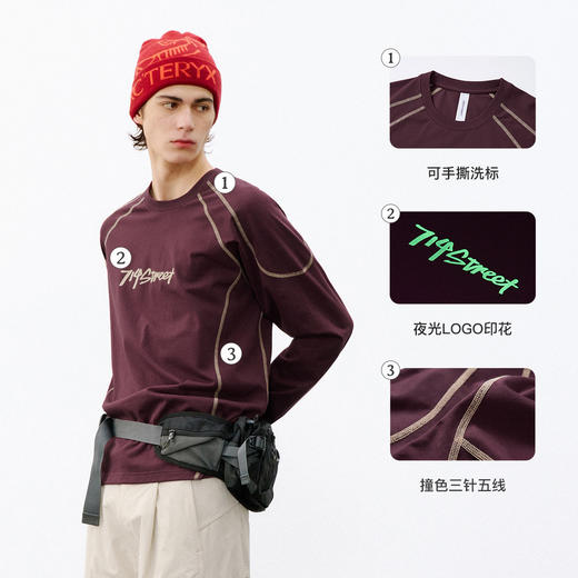 714street吸湿速干骑行服凉感运动长袖2026春季宽松圆领情侣T恤男 商品图3