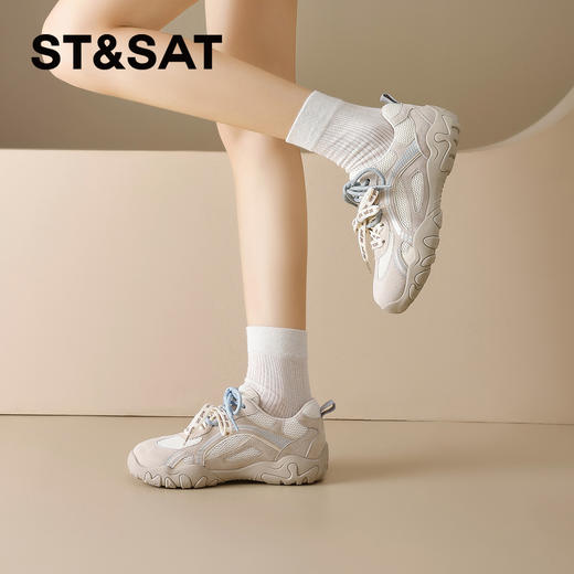 星期六26春新款时尚百搭网面透气厚底阿甘鞋SSE1112C1T 商品图4