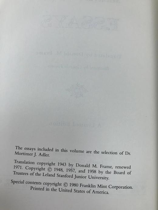 限量版！蒙田《蒙田随笔集》 配插图 富兰克林图书馆豪华皮装本 商品图3