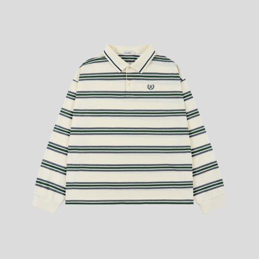 GOODBAI新款刺绣logo翻领撞色条纹长袖POLO衫男女同款 商品图3