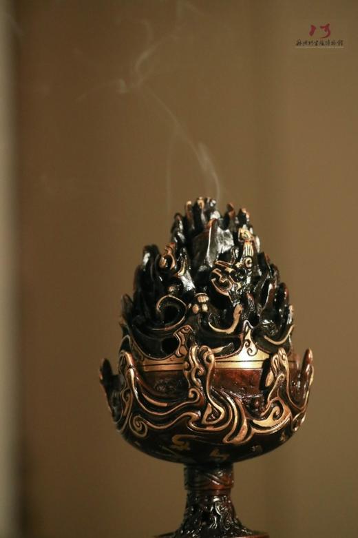 陈巧生制 c067仿汉带座描金博山炉 铜炉香炉摆件 商品图1