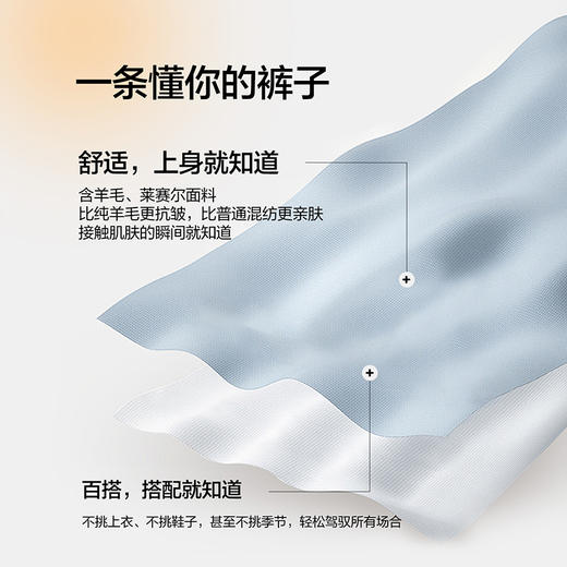 【含羊毛/莱赛尔】柒牌男士休闲裤2025秋冬保暖通勤商务直筒长裤129H70890 商品图2