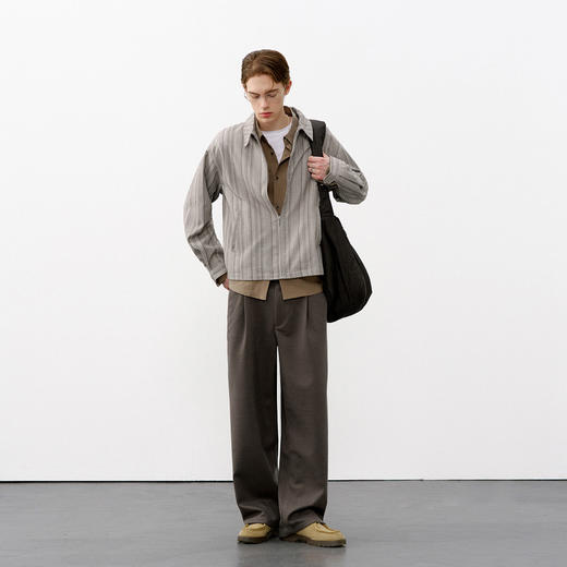 714street肌理感条纹提花翻领夹克2026春季美式复古BOXY短外套男 商品图2