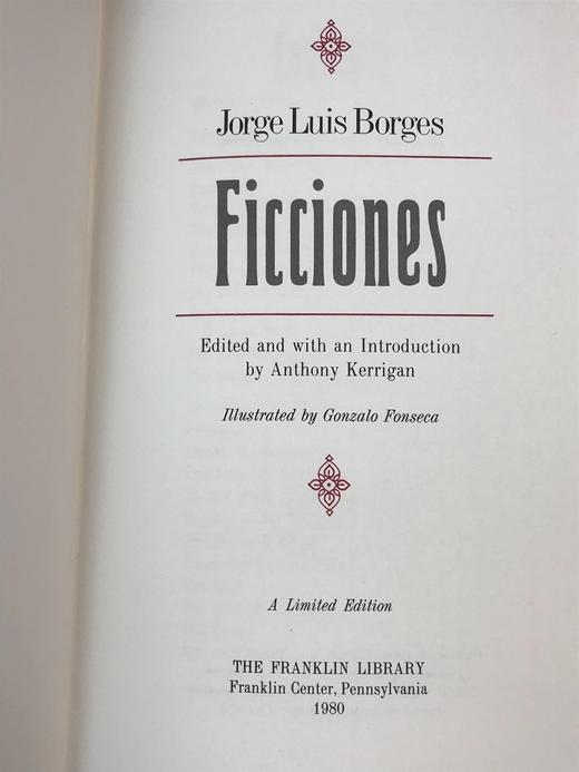 限量版！豪尔赫・路易斯・博尔赫斯《虚构集》 配插图 富兰克林图书馆豪华皮装本 商品图2