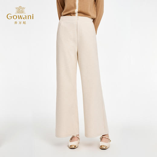 乔万尼新品宽松百搭含羊毛加厚通勤修饰腿型阔腿裤EZ4F159 商品图3