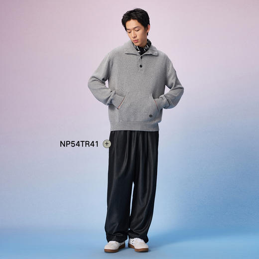 NPC潮牌半开襟翻领毛衣男宽松休闲上衣秋季上新NP57SW36 商品图1