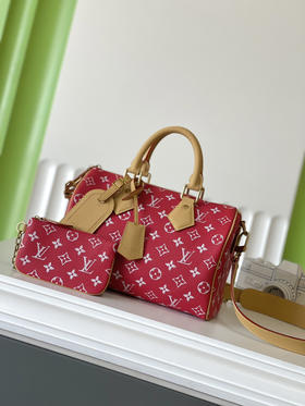 秋冬特惠💰1100 原单LV M24425红 尺寸：25×15×15cm SPEEDY P9 全皮枕头包 变码芯片