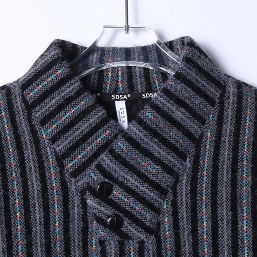 WY1582SDSA男士秋冬新款痞帅男装休闲百搭竖纹撞色刺绣V领卫衣百搭宽松 商品图2