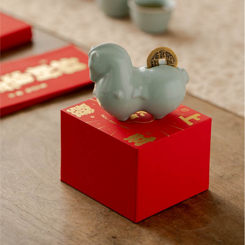   2026马上有钱马上赚！汝瓷世家汝山明出品 非遗汝瓷「有钱马」新春摆件/礼盒陶瓷