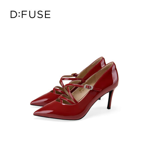 Dfuse迪芙斯2026春季新款尖头交叉带亮面漆皮细高跟鞋DFE1111005 商品图12