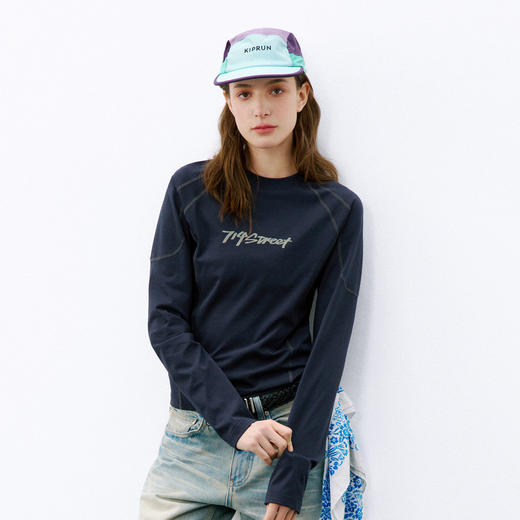 714street户外速干骑行服凉感运动长袖 2026春季宽松圆领T恤女款 商品图1