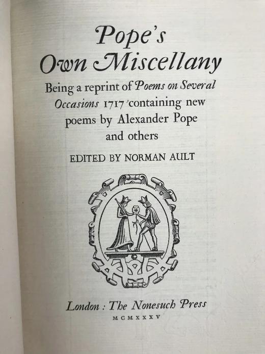 NonesuchPress限量750册编号5！1935年 蒲柏自选杂诗集 漆布精装16开 商品图3