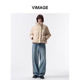 VIMAGE纬漫纪立领2025冬季新款加厚短款面包羽绒服V2411102