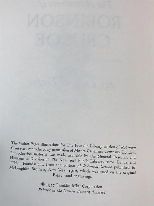 限量版！含藏书票 丹尼尔・笛福《鲁滨逊漂流记》 配插图 富兰克林图书馆豪华皮装本 商品图4