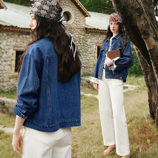 OLrain欧芮儿复古时尚休闲牛仔外套2026春新款宽松短款夹克上衣女 商品图2