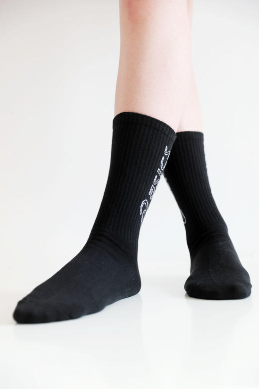 提花运动袜，出口日本。原包装软支撑户外字母透气中筒袜C122960 商品图11