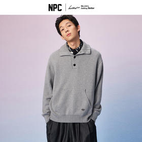 NPC潮牌半开襟翻领毛衣男宽松休闲上衣秋季上新NP57SW36