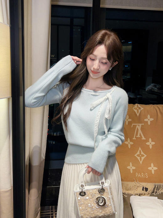 张心子【甜美主义】蝴蝶结丝带毛衣设计感小众上衣 U2601013 商品图8