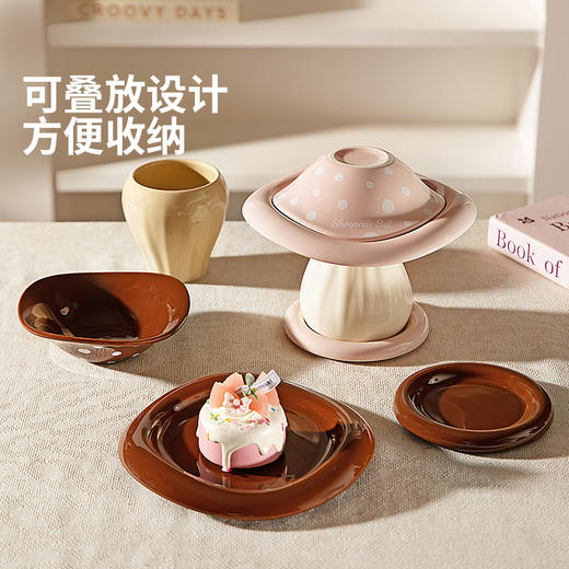 摩登主妇可爱蘑菇餐具套装一人食家用2025新款高颜值碗具生日礼物 商品图2