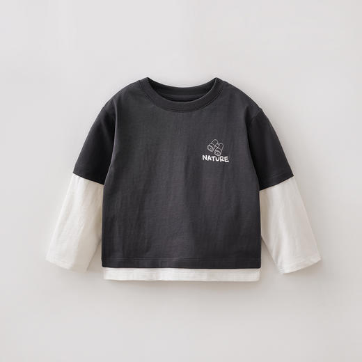 马克珍妮户外露营男童纯棉假两件T恤2026年春装新款560017 商品图4