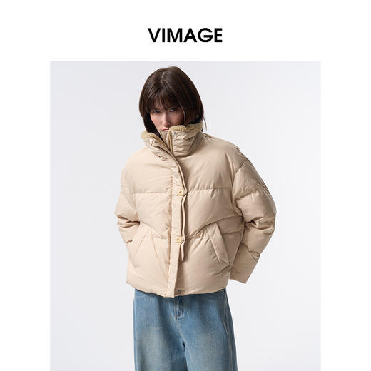 VIMAGE纬漫纪立领2025冬季新款加厚短款面包羽绒服V2411102 商品图2