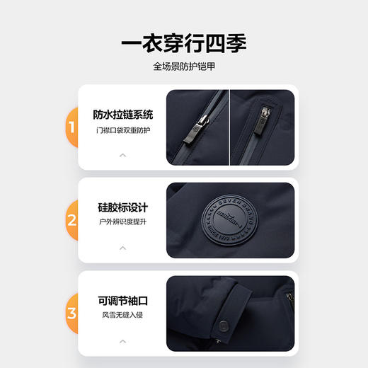 【黄金鲜羽绒】柒牌三防拒水排骨羽绒服立领秋冬季防风保暖外套129E71170 商品图3