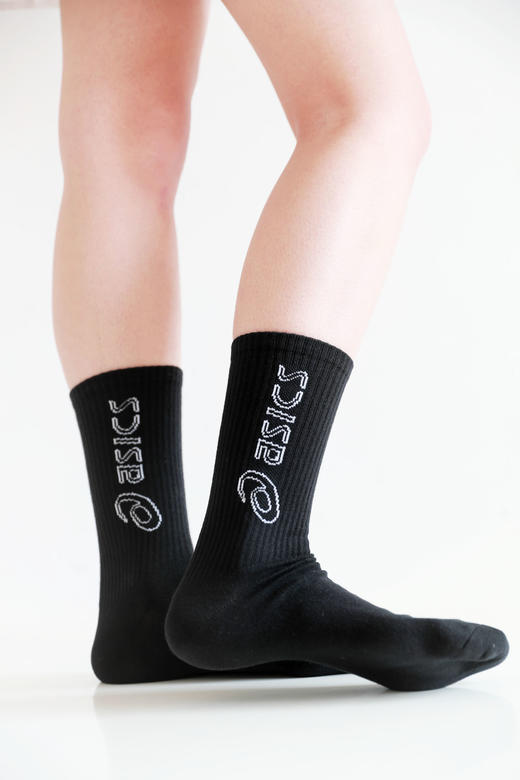 提花运动袜，出口日本。原包装软支撑户外字母透气中筒袜C122960 商品图9